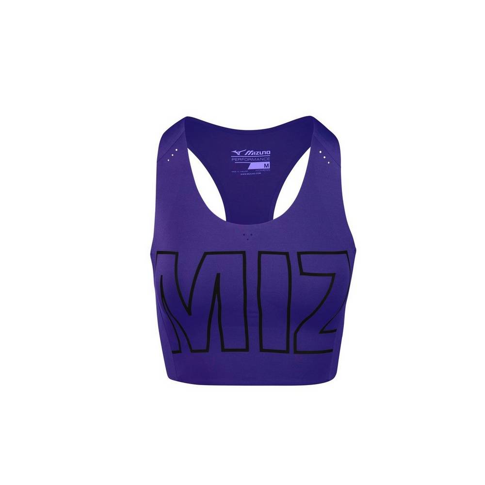 Womens Mizuno Aero Battle Crop Sports Bra Navy Philippines (NPUZBJ326)